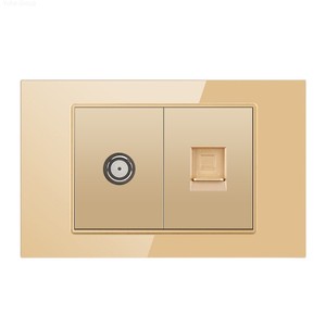 Enchufe de pared multifunción americano estándar, toma de corriente para TV CAT5, enchufe de pared de 118*72 mm, enchufe de lujo para TV con cristal templado. - Product Image 6