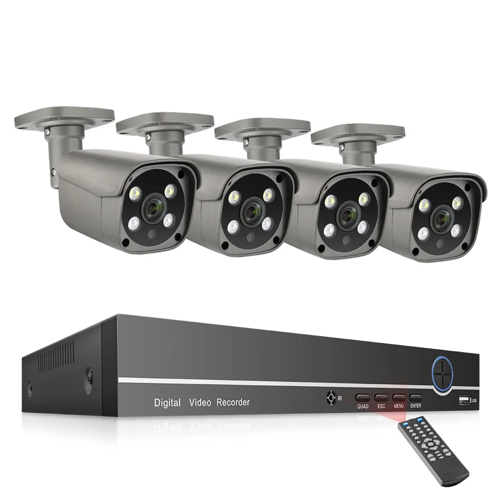 Techage Poe Ip Camera Outdoor 5mp HD Kit di videosorveglianza Nvr sistema di sicurezza Cctv a 4 canali