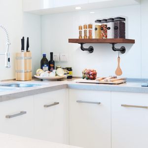 비계 보드 저압 벽걸이 형 산업용 배관 파이프 선반 용 블랙 헤비 듀티 플로팅 선반 브래킷 - Product Image 5