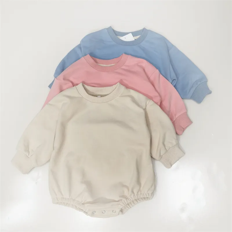 Sweat-shirt français ample en coton biologique pour bébé, manches tombantes, couleur unie, automne