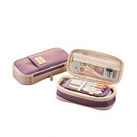 Trousse à crayons rétractable grande capacité en tissu Oxford, couleur macaron, style japonais et coréen, transformable, boîte de papeterie minimaliste