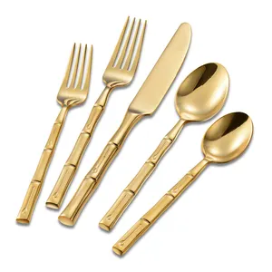 Genuine Gold Wedding Flatware Woden Utensil Set Wholesale Cutlery Suppliers