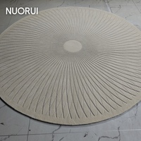 Handgetufteter Runder Wollmisch-Teppich mit 3D-Strukturierten Linien für Luxus-Apartments, Hotellobby, Gewerbliche Projekte, Hochwertiger Flächenteppich