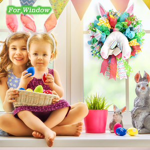 เครื่องประดับรูปกระต่ายการ์ตูนสำหรับงานแต่งงานในฤดูใบไม้ผลิ พวงหรีดอีสเตอร์ กระต่ายโจรพร้อมพวงมาลัยอีสเตอร์สำหรับตกแต่งบ้าน - Product Image 6