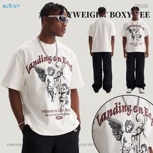 OEM logotipo personalizado impresión en blanco Boxy Tee hombros caídos peso pesado 100% algodón 345gsm Box Fit camiseta - Product Image 2