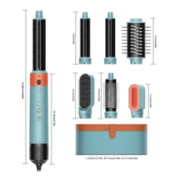 Styler capillaire ionique 6-en-1 sans balai avec protection thermique 1350W, 3 vitesses, certifié CE/FCC, rangement en plastique