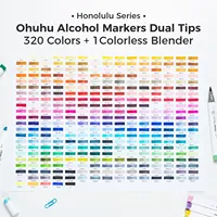 Ohuhu Honolulu 320 B couleurs marqueurs d'art d'alcool à double pointe (nouvelle version)