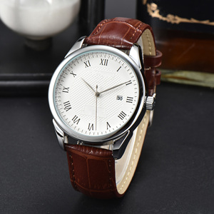 Montre à quartz professionnelle à trois aiguilles avec cadran rond, étanche, bracelet en cuir et boucle en acier inoxydable - Product Image 2