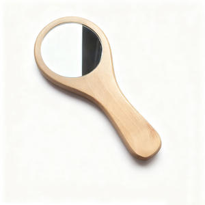 Miroir de poche LED en bambou personnalisé en usine avec logo gravé Bronze métallique Miroir cosmétique rond portable - Product Image 1