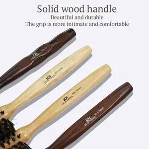 Logo personalizzato Eco Friendly Salon Styling strumenti in legno naturale manico in Nylon misto setola di cinghiale spazzola per capelli rotonda