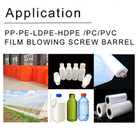 Barril bimetálico de un solo tornillo de extrusión de PE 50-28 para máquina de plástico de soplado de película personalizada
