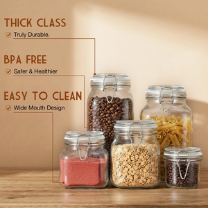 Frasco de Vidrio Cuadrado Transparente y Económico con Tapa de Bambú para Almacenamiento Hermético, Apto para Alimentos, para Cocina y Fiestas - Product Image 4
