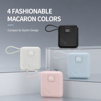 Nouvelle mini batterie externe 10000mah 22.5W PD 20w avec chargeur rapide intégré, câbles intégrés, type C, batterie externe portable pour téléphones mobiles
