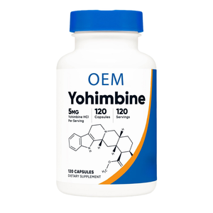 OEM Yohimbine <span class=keywords><strong>HCl</strong></span> 5mg 120 capsules sans gluten et sans OGM livraison directe pour adultes hommes et femmes pas pour les femmes enceintes - Product Image 1