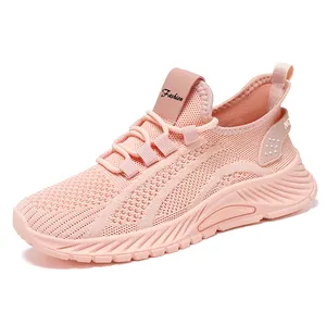 WY Fashionable ladies Comfortable Soft Soles Sneakers Breathable Knitting Upper Walking Style Stock Shoes
