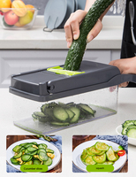 Mandoline multifonctionnelle réglable pour la maison, trancheuse et râpeuse 12 en 1, coupe-légumes avec panier de drainage