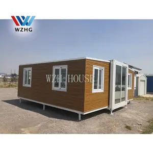 Grano de madera prefabricada casa Hotel uso móvil plegable casas 20 ft ampliable contenedor casa