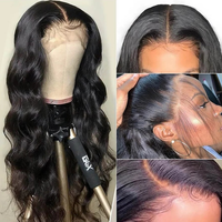 Vente en gros 13x6 prédécoupé HD dentelle frontale perruque vierge crue cuticule aligné cheveux indiens perruque vague de corps avant de lacet perruques pour les femmes noires
