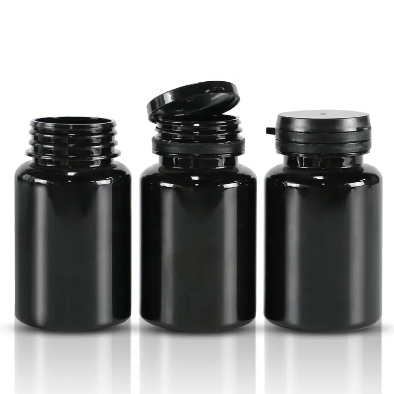 קצף שחור בקבוקי PET אריזת ויטמין תוסף בריאות מיכלי טבליות גלולת קפסולה פרמצבטית