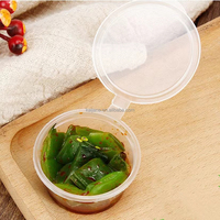 1,2,3,4oz 50ml tasses à sauce articulées en plastique 25ml Sauce jetable tasse alimentaire avec couvercles fabricant/grossiste/fournisseur