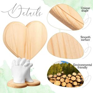 Couple <b>Hand</b> <b>Mold</b> Display Stand Wooden Base For Wedding Home Decoration Modern Style Irregular Shape Natural Wood Color - Product Image 5