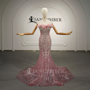 Vestido de Quinceañera Gt26071 Rosa sin Tirantes, Estilo Sirena, con Apliques de Encaje y Lentejuelas, con Capa de Tul, para Fiesta de Quince Años, Jancember - Product Image 6