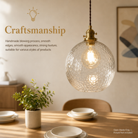 Abat-jour en verre soufflé à la main épaissi, texture ondulée, pour lampe suspendue de salle à manger