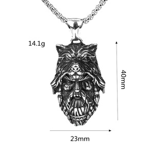 Collar yunnique Viking con colgante de cabeza de lobo de Odín, collar de acero inoxidable para hombre, diseño de animales vintage, joyería de regalo - Product Image 5