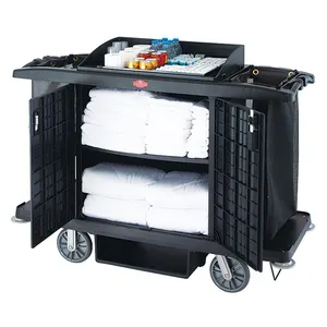 Commercial Foldable Housekeeping Service Cart, PP Material Durable Anti-corrosion Housekeeping Trolley