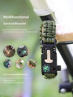 Bracelet de survie en paracorde, outil multifonction, boussole, silex, allume-feu, sifflet, équipement de camping, randonnée, aventure, secours d'urgence