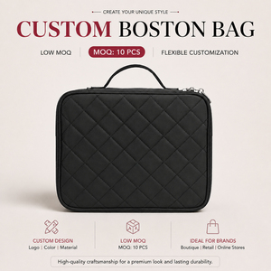 GORFIA Nylon Quilted Diamond Pattern <b>Case</b> Luxury Vintage Style Customized Black Portable Travel <b>Makeup</b> Bags Women Beauty Box - Product Image 1
