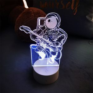 אור לילה מודרני 3D הוביל אור לילה עם מרחוק 16 צבעים אסטרונאוט לנגן גיטרה - Product Image 6