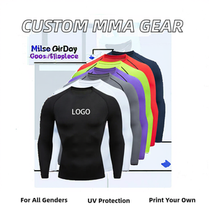 Rashguard de MMA Personalizado al por Mayor, de Poliéster/Nailon, Mangas Largas, Sublimado, Protección Solar, Secado Rápido, Unisex, 260g, Diseño con Logotipo - Product Image 2