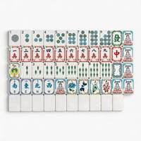 Ubin Mahjong Motif Bunga Teratai, Bambu, Buddha, Joker, Lukisan Tangan Akrilik, Set Amerika, Logo Kustom, Langsung dari Pabrik, Premium