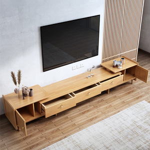 Ensemble salon moderne minimaliste extensible en bois massif nordique, comprenant un meuble TV et une table basse - Product Image 3