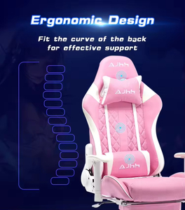 Chaise de jeu ergonomique pivotante réglable en hauteur en cuir synthétique de luxe à prix abordable 5934 Rose - Product Image 3