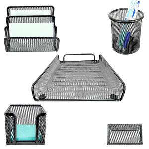 Suministros para <span class=keywords><strong>oficina</strong></span> y escuela, 5 unidades, negro, respetuoso con el medio ambiente, conjunto <span class=keywords><strong>de</strong></span> papelería <span class=keywords><strong>de</strong></span> malla <span class=keywords><strong>de</strong></span> alambre <span class=keywords><strong>de</strong></span> metal <span class=keywords><strong>de</strong></span> hierro para niños, organizador <span class=keywords><strong>de</strong></span> escritorio - Product Image 3