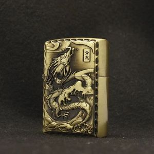 Briquet à kérosène en laiton gravé au laser 3D personnalisé, style vintage, avec roue à silex et flamme douce, rechargeable, idéal pour un cadeau - Product Image 3