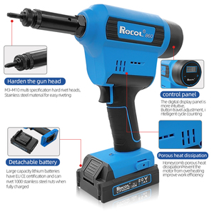 <span class=keywords><strong>Pistolet</strong></span> à rivets sans fil RL-860 20V, 20000N, haute performance, M3-M10, double batterie lithium, pour tôles et assemblages automobiles - Product Image 2