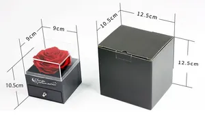 Cadeau idéal pour la Saint-Valentin et la fête des mères 2025, boîte à bijoux carrée en acrylique <span class=keywords><strong>avec</strong></span> des roses éternelles préservées, parfait pour elle - Product Image 6