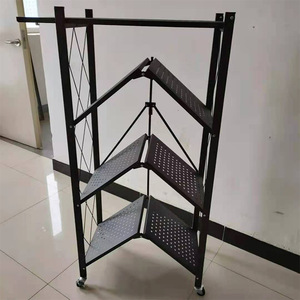 Étagères de rangement pliables en métal à 5 niveaux, organisateur de <span class=keywords><strong>cuisine</strong></span> <span class=keywords><strong>sur</strong></span> pied, tailles personnalisables, étagères mobiles - Product Image 3