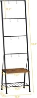 Étagère échelle décorative marron rustique avec crochets, style ferme, support autoportant en métal pour couvertures et serviettes, rangement pour salon
