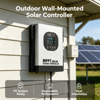 Contrôleur solaire MPPT intelligent 40A 48V avec ventilateur de refroidissement automatique, écran LCD et limitation de courant temporisée pour ferme solaire au sol