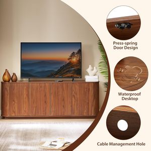 Tủ buffet gỗ óc chó hiện đại 4 cánh, kiểu rãnh, dùng để đựng đồ trong nhà bếp, phòng ăn, phòng khách, nội thất gia đình - Product Image 3