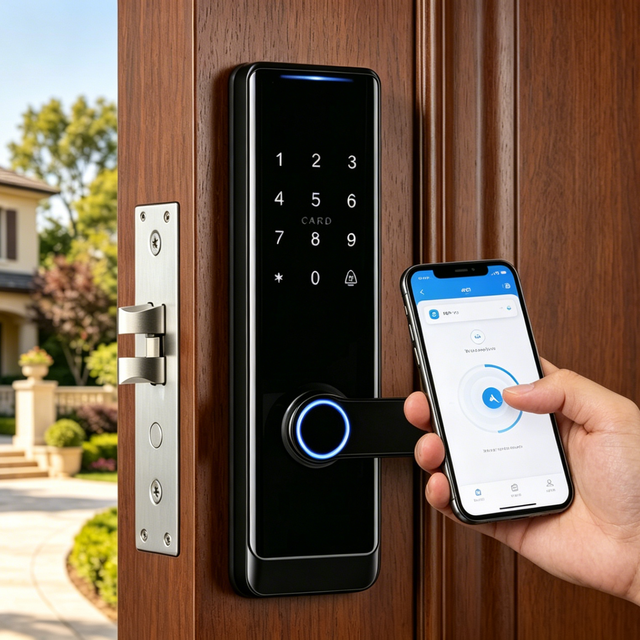 Factory Price Aluminum Alloy Smart Door Lock with Tuya App 6070 Single Tongue Mortise Password Key Unlock Digital Lock