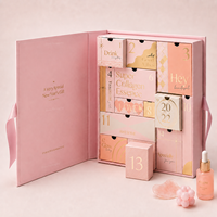 Boîtes intérieures vides personnalisées de luxe en rose, 24 compartiments, carton rigide, calendrier de l'avent pour les cosmétiques et les soins de la peau, pour les outils de maquillage