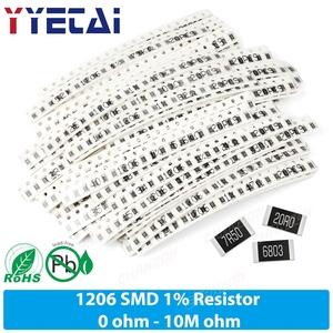 Kit de résistances CMS de haute précision 1% 1206, assortiment de résistances 0,1Ω, 1Ω, 100Ω, 220Ω, 330Ω, 470Ω, 1KΩ, 4,7KΩ, 10KΩ, 20KΩ, 33KΩ, 43KΩ, 75KΩ, 82KΩ, <span class=keywords><strong>2R2</strong></span> Ohm, 1/4W - Product Image 1