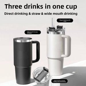 Stocked Classic Coffee Mug Thermal <strong>Glasses</strong> 304 <strong>Stainless</strong> Steel Insulated Tumbler With Straw Lids Cup 40oz Tumbler with Handle - Product Image 6