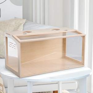 Gabbia per criceti in legno con parte superiore aperta, ben ventilata, facile da pulire, adatta per criceti syriaci, criceti nano e altri piccoli animali domestici - Product Image 2