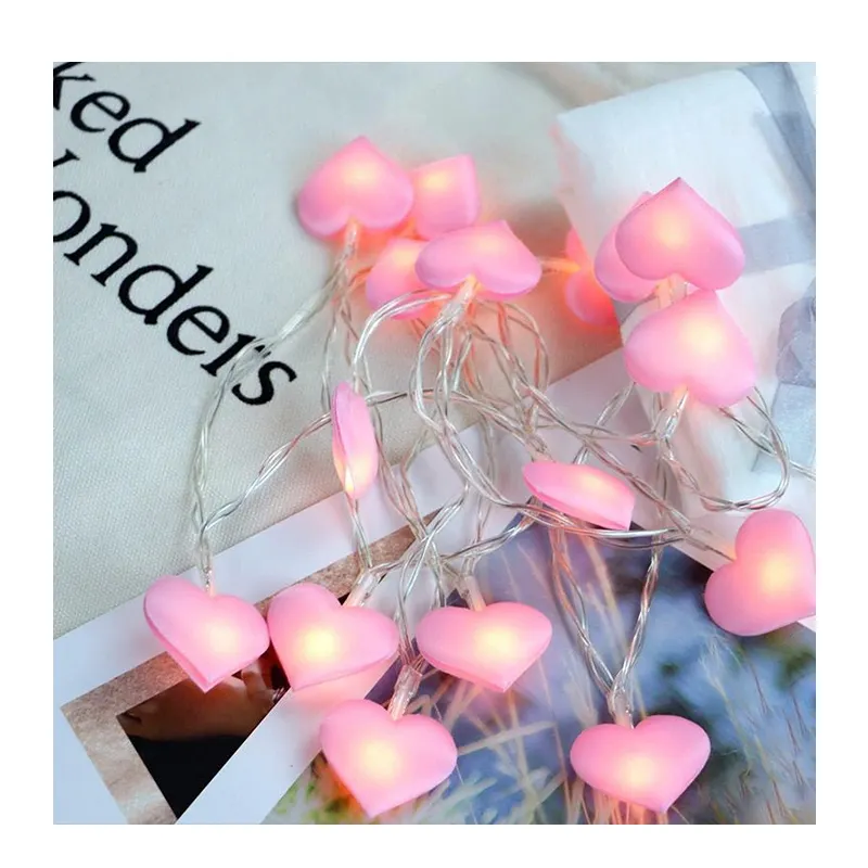 LED love string lights fabric peach heart string lights girl heart room decoration Christmas decorative lights